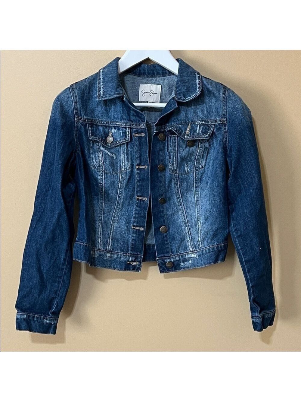 Jessica Simpson Blue Jean Jacket. Distressed. Medium.